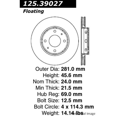 Centric Parts Premium High Carbon Alloy Brake Rotor, 125.39027 125.39027